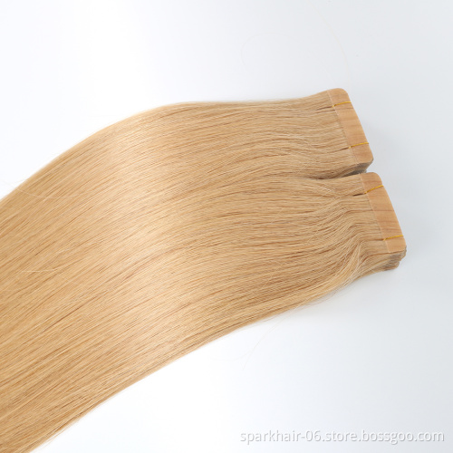 Wholesale 100% Virgin Russian Remy Tape Hair Extension Double Drawn Tape In Hair Extensions Raw Human Tape Hair for White Women